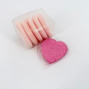 Heart Facial Sponges & Triangle Powder Puffs Set Pink Skincare Makeup Bundle NEW